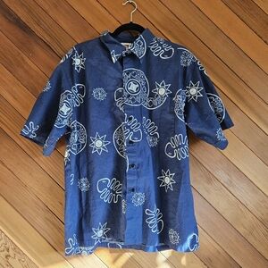 Vintage Montana Blue Hawaiian Button Down Shirt Size XL